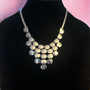 Express silver tone tiered bib necklace